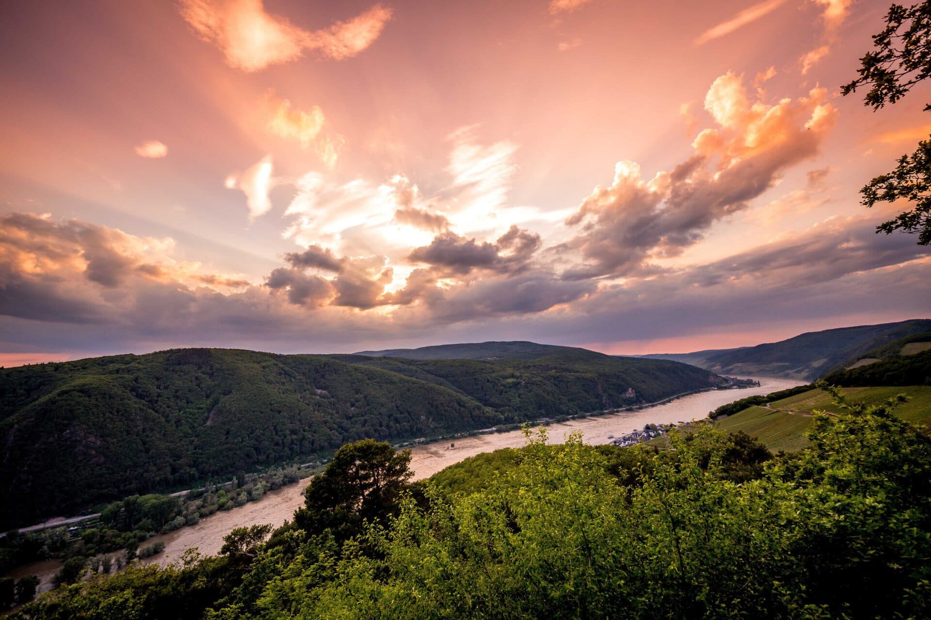 Abendstimmung am Rhein im UNESCO-Welterbe Oberes Mittelrheintal